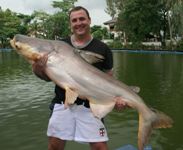 86lb Mekong giant catfish fishing in Bangkok at Bungsamran Lake