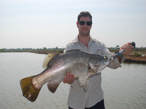 fly fishing in Thailand for barramundi at Boon Mar Ponds
