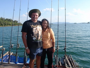 Tim Webb and his wife Benny fishing in Thailand