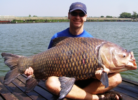 120lb Siamese Carp caught fishing in Thailand guided by The Fish Thailand Team